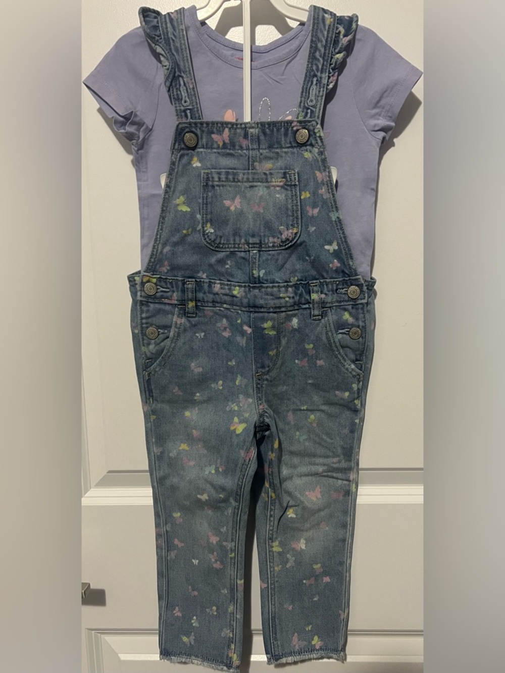 GAP Denim Overalls + Joe Fresh Bunny Tee Set 3T | Spring/Fall Outfit